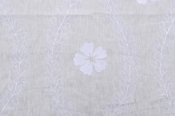 Thibaut Standish AW2553 Embroidered Drapery Fabric in White