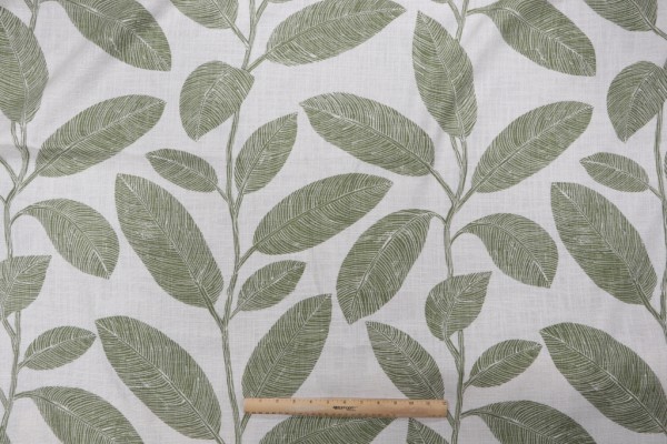 Thibaut Komodo Leaves Printed Viscose Linen Drapery Fabric in Green F95715