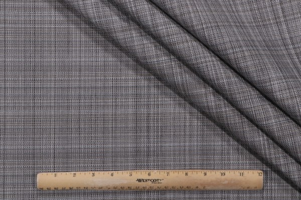 Sample of Bella Dura Grasscloth Woven Olefin Outdoor Fabric in Pewter 