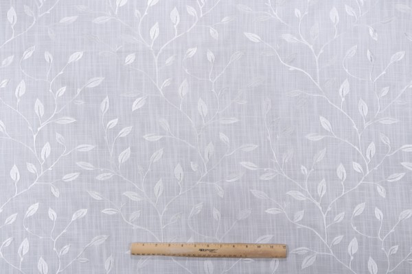Valiant Fabrics Capri Embroidered Polyester Drapery Fabric in Bright White 