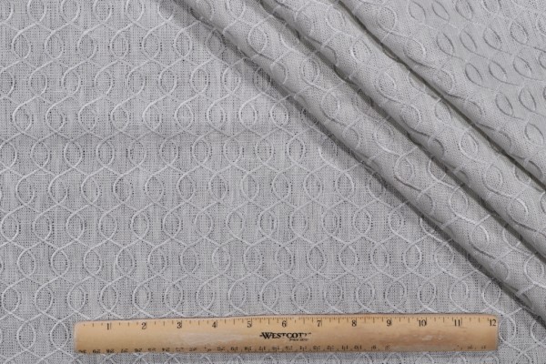 1 Yard Thibaut Ballard Embroidery Linen Drapery fabric in Grey on Grey AW2558
