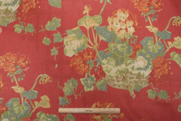  Thibaut Washington Printed Linen Drapery Fabric in Red F96019