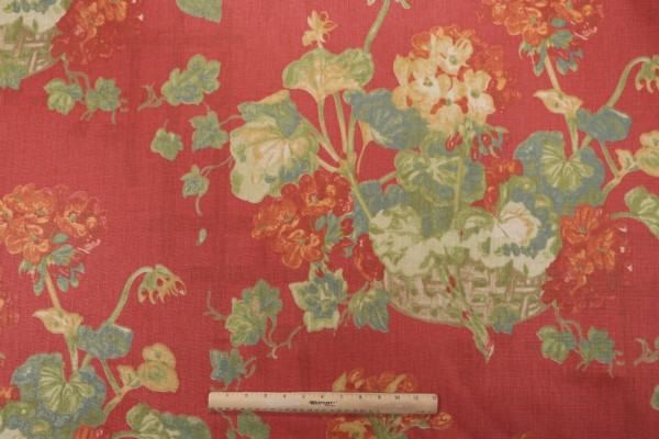  Thibaut Washington Printed Linen Drapery Fabric in Red F96019