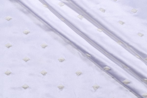 Valiant Summit Embroidered Polyester Sateen Drapery Fabric in Ivory (white)