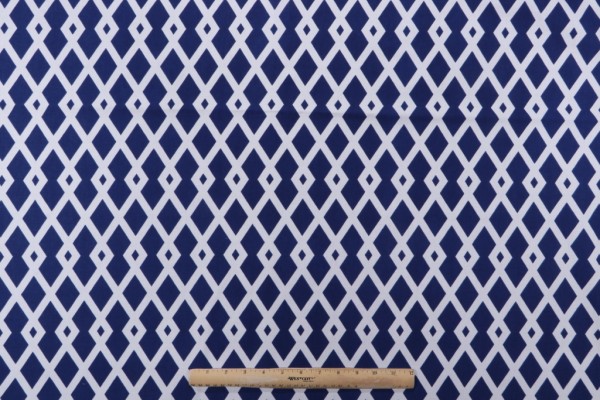 Robert Allen Navy and White Printed Cotton Drapery Fabric