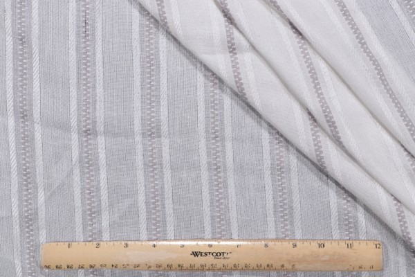 Leoni Embroidered Drapery Fabric in Pearl 116 Wide