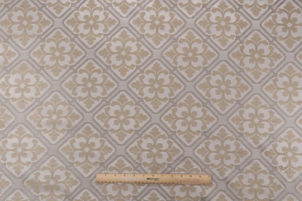 Scrollwork Tiles Upholstery Fabric in Natural