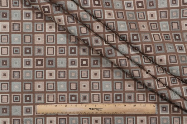 Squares Upholstery Fabric in Blue Mocha