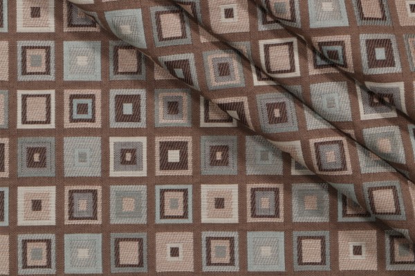 Squares Upholstery Fabric in Blue Mocha
