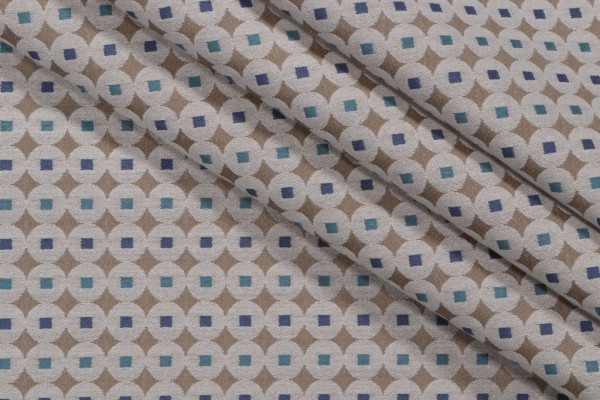 Circle Squares Upholstery Fabric in Blue