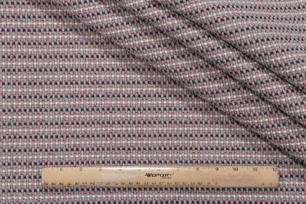 Woven Upholstery Fabric in Beige/Red/Navy