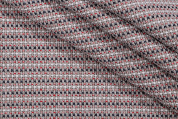 Woven Upholstery Fabric in Beige/Red/Navy