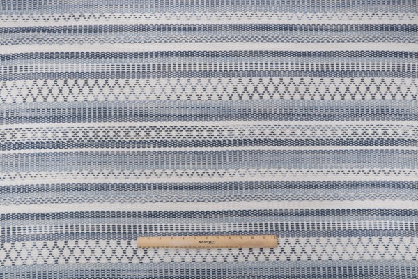 Diamond Stripe Upholstery Fabric in Blue