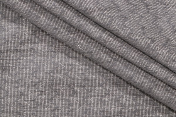 Zig Zag Chenille Upholstery Fabric in Platinum