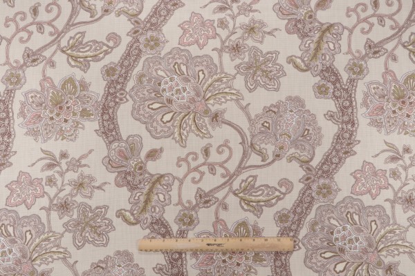 P Kaufmann Jacobean Printed Cotton Drapery Fabric in Blush