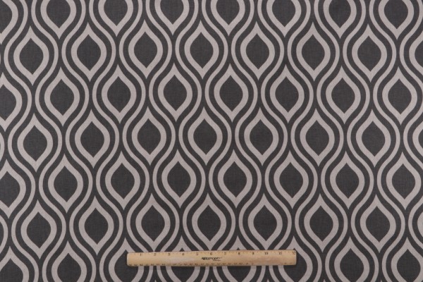 Printed Cotton Drapery Fabric in Linen/Cocoa