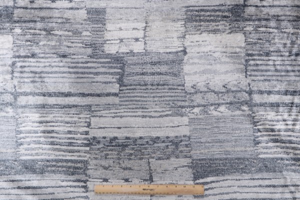 Printed Chenille Upholstery Fabric in Blue