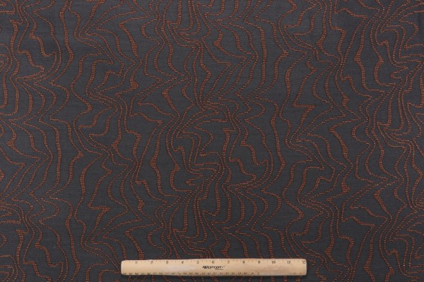 Woven Upholstery Fabric in Teak/Charcoal