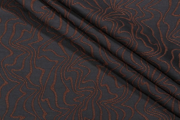 Woven Upholstery Fabric in Teak/Charcoal