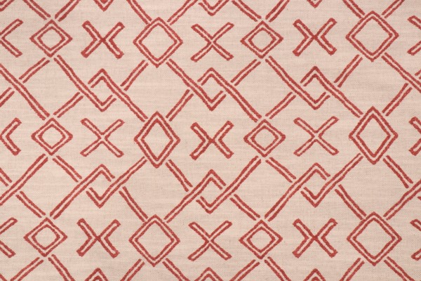PK Lifestyles Malian Geo Printed Linen Blend Drapery Fabric in Rouge
