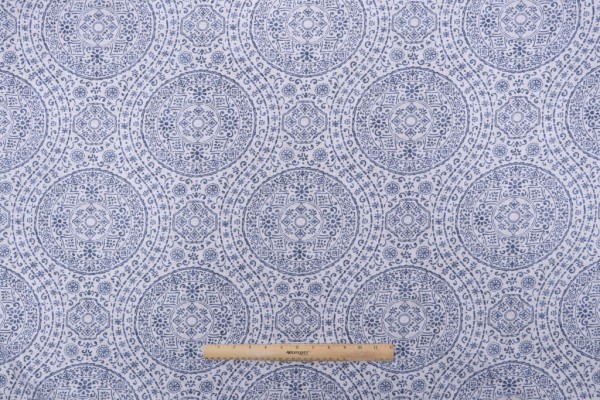 Magnolia Home Marrakesh Printed Cotton Drapery Fabric in Navy