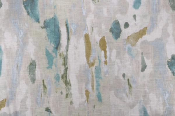 Hamilton Interstellar Printed Linen Blend Drapery Fabric in Aqua