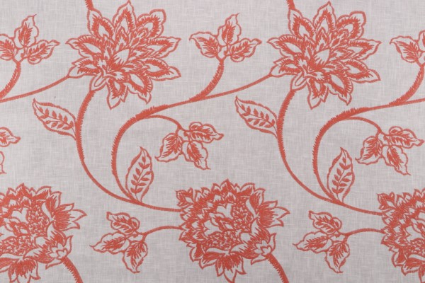 Valiant Emmerson Embroidered Polyester Cotton Drapery Fabric in Spice Beige