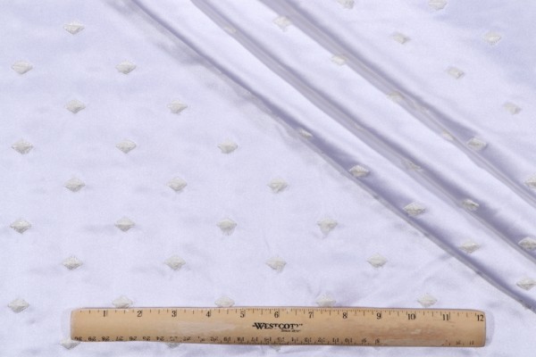 Valiant Summit Embroidered Polyester Sateen Drapery Fabric in Ivory (white)