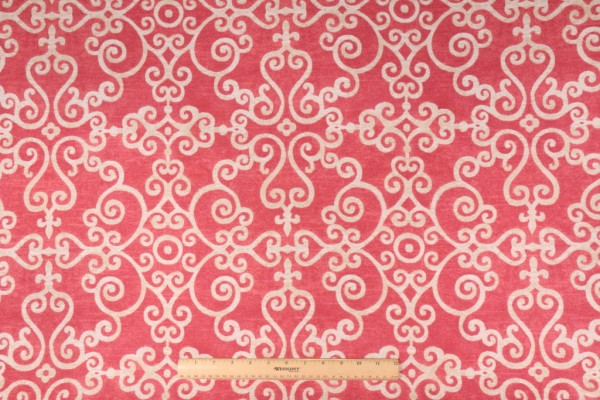 PK Lifestyles Tendril Printed Cotton Drapery Fabric in Berry