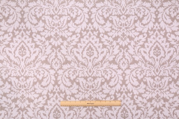 Waverly Dashing Damask Printed Cotton Drapery Fabric in Linen