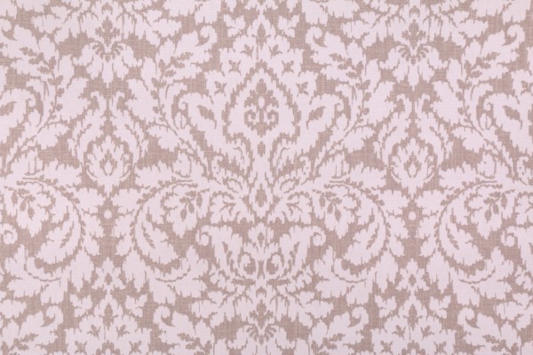 Waverly Dashing Damask Printed Cotton Drapery Fabric in Linen