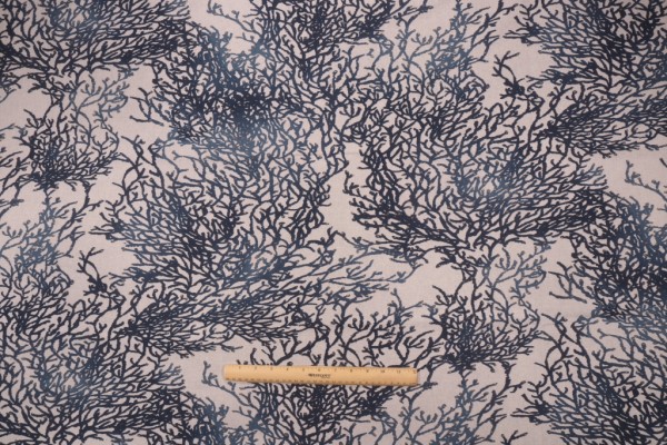 Stof Fabrics Caledonie Printed Cotton Blend Drapery Fabric in Bleu