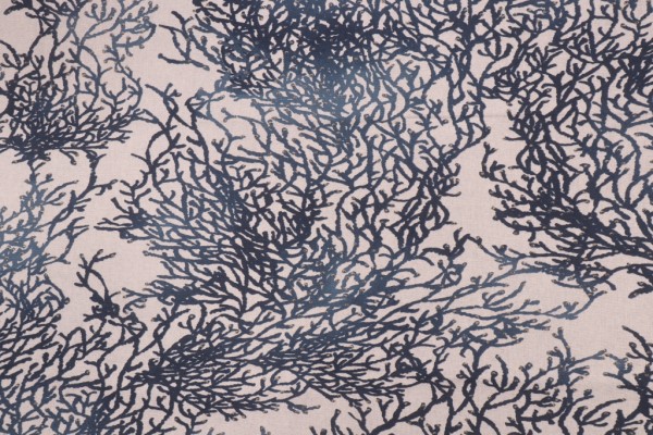 Stof Fabrics Caledonie Printed Cotton Blend Drapery Fabric in Bleu