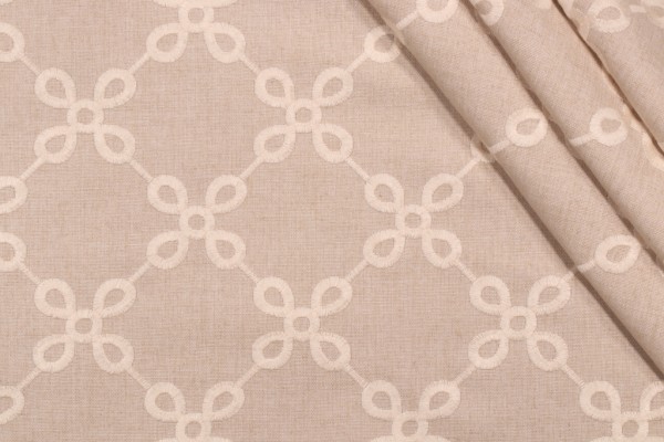 Valiant Fabrics Legacy Embroidered Drapery Fabric in Linen
