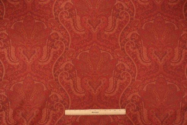 Thibaut Indienne Paisley F95608 Printed Cotton Drapery Fabric in Red