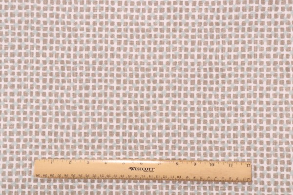 Lacefield Cross-Chatham White Printed Cotton Blend Drapery Fabric in Mineral