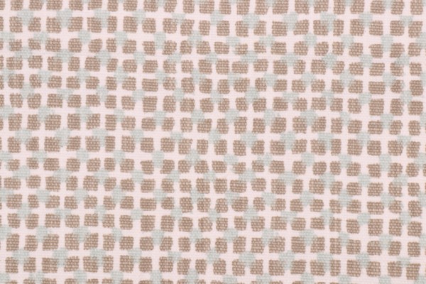 Lacefield Cross-Chatham White Printed Cotton Blend Drapery Fabric in Mineral