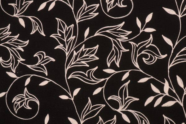 Thibaut Shalimar W88019 Embroidered Cotton Drapery Fabric in Black by Anna French