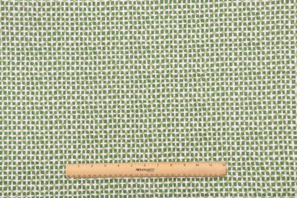 Lacefield Cross-Chatham White Printed Cotton Blend Drapery Fabric in Emerald