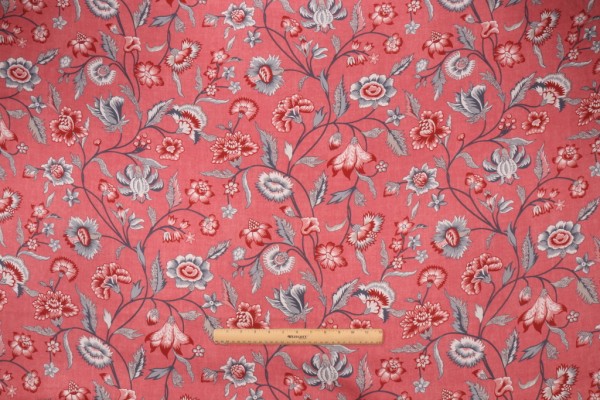 Kaufmann Marseille Printed Cotton Twill Drapery Fabric in Cranberry