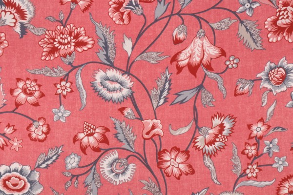 Kaufmann Marseille Printed Cotton Twill Drapery Fabric in Cranberry