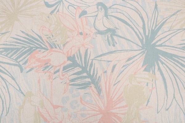 SunReal Toucan Printed Outdoor Fabric in Coral