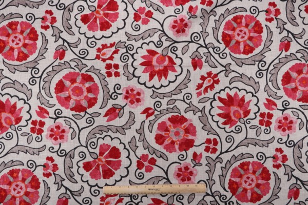 Click for 1.75 Yards Jaclyn Smith Home JSP078 Printed Linen Blend Drapery Fabric in Red Bud for Trend Jaclyn Smith Home JSP078 Printed Linen Blend Drapery Fabric in Red Bud for Trend
