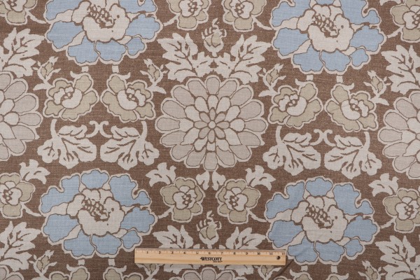Thibaut Shima AF2588 Printed Linen Blend Drapery Fabric in Brown