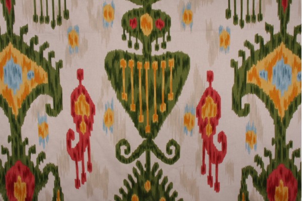Robert Allen Khandar Ikat Type Print Drapery Fabric in Jewel