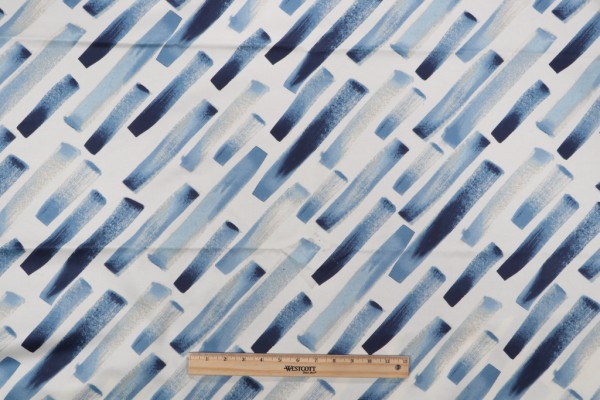 PK Lifestyles Brook Printed Cotton Twill Drapery Fabric in Lapis