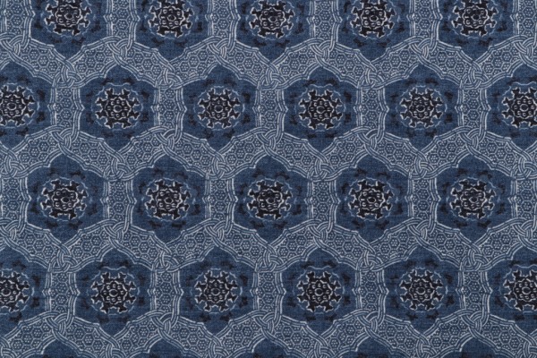 PK Lifestyles Trinket Printed Cotton Drapery Fabric in Indigo