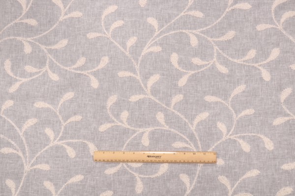 PK Lifestyles Frisee Vine Embroidered Sheer Drapery Fabric in Ivory
