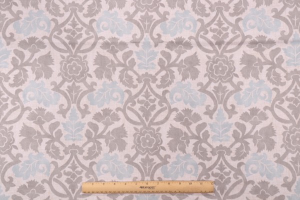 Waverly Anika Printed Cotton Drapery Fabric in Spa