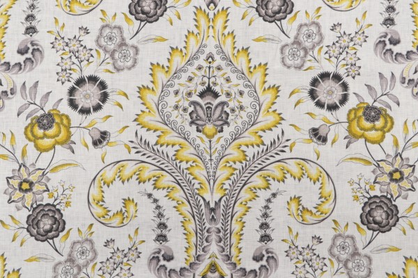 Click for 8.38 Yards Williamsburg Damask Printed Linen Blend Drapery Fabric in Yellow Williamsburg Damask Printed Linen Blend Drapery Fabric in Yellow